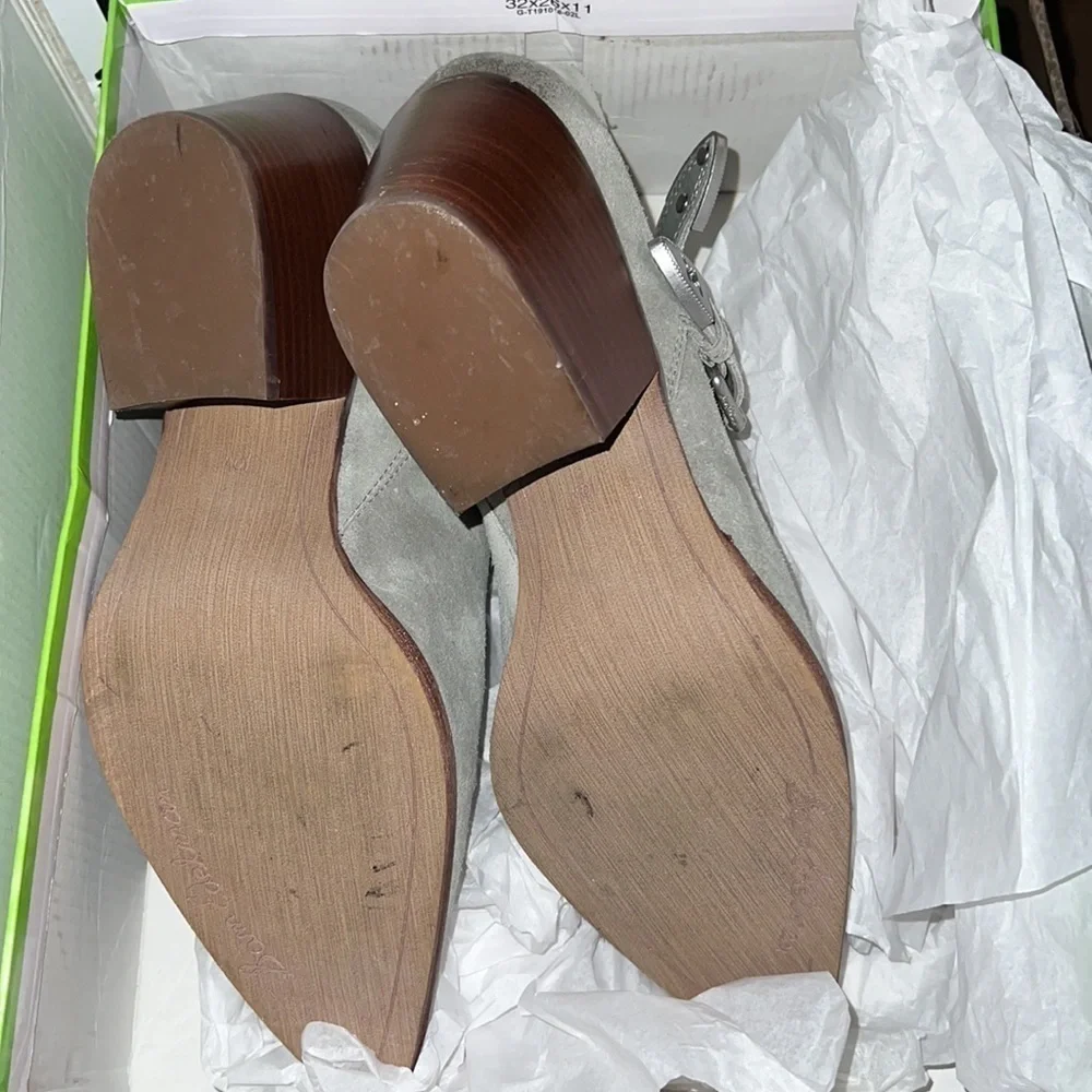 Sam Edelman western booties Windsor‎ sea foam suede oiled front look Sz 10 W